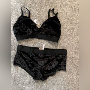 Victoria’s Secret PINK Velvet Bralette and Boyshort Set Size: L-DD and L